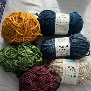 Yarn Bundle - Multi-Color (Mustard, Teal, Olive, Burgundy, Cream)